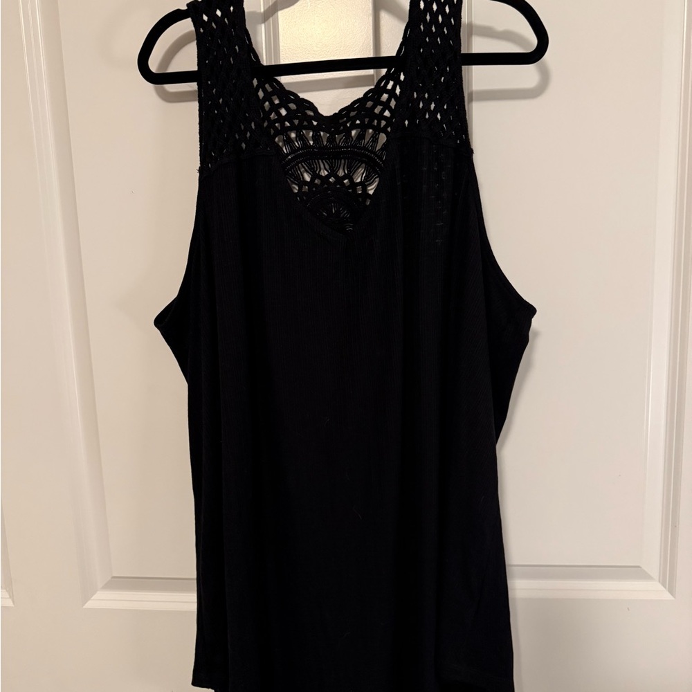 Torrid Black Crochet Back Tank Top